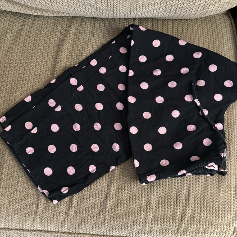 Dearfoams black & pink polka dot pajama pj set button down top pants Sz small - Picture 8 of 12